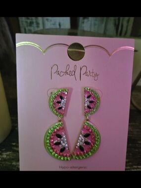 Packed Party Pink & Lime Watermelon Slice Drop Earrings